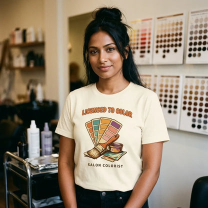 Salon colorist Licensed to Color retro tee — lifestyle