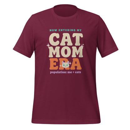 Cat Mom Era retro Y2K tee — Maroon, front