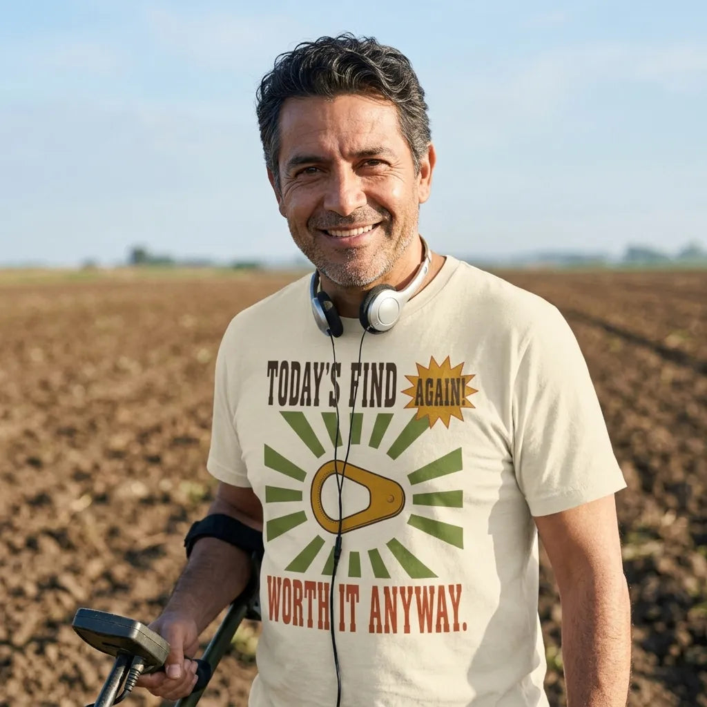 Today's Find pull tab retro metal detecting tee — lifestyle