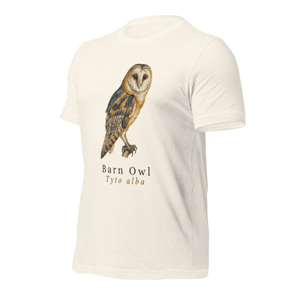 Barn Owl vintage field-guide tee — Vintage White, front-right