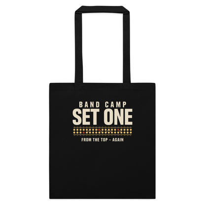Set One marching band drill chart cotton tote bag — Black, flat
