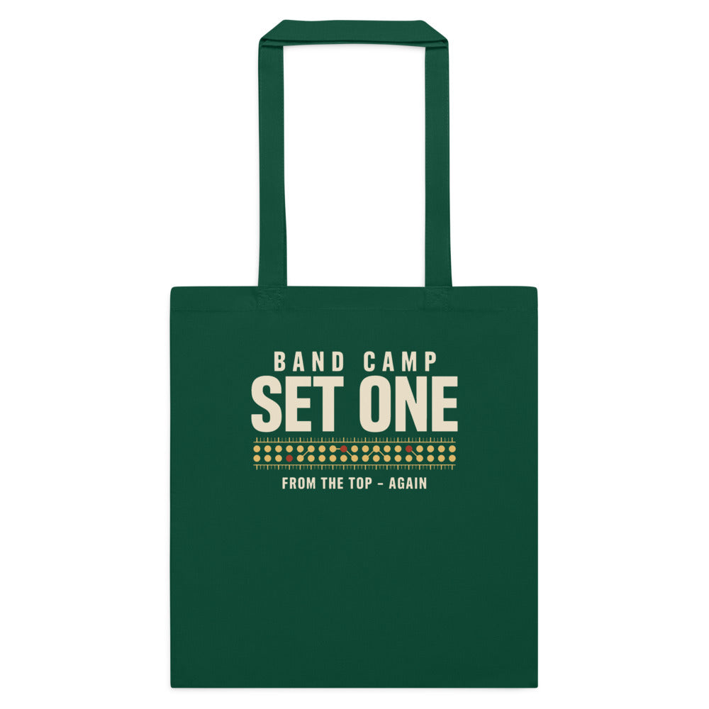 Set One marching band drill chart cotton tote bag — Bottle Green, flat