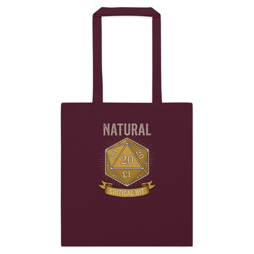 Natural 20 Tote, Critical Hit D20 Tote — Tabletop RPG Game Night Gift