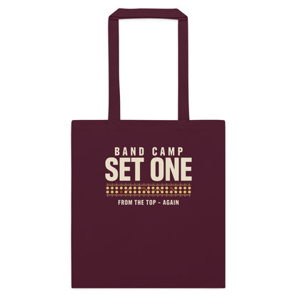 Set One marching band drill chart cotton tote bag — Burgundy, flat