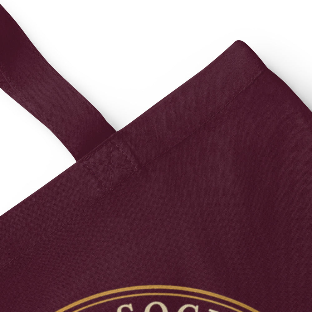 Smut Reader Society romantasy book tote bag — Burgundy, detail