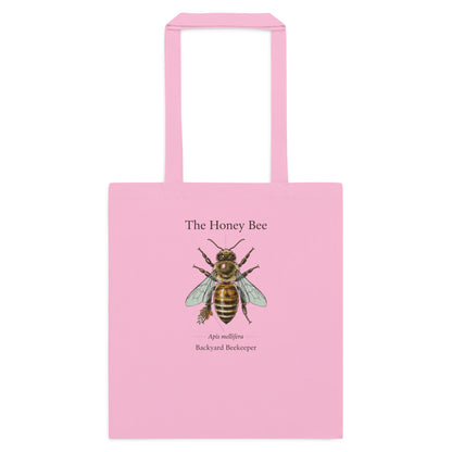 The Honey Bee Apis mellifera anatomical cotton tote bag — Classic Pink, flat