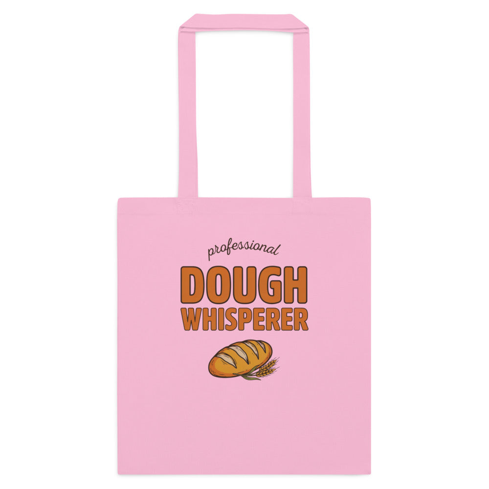 Professional Dough Whisperer funny baker cotton tote bag — Classic Pink, flat