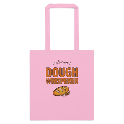 Professional Dough Whisperer funny baker cotton tote bag — Classic Pink, flat