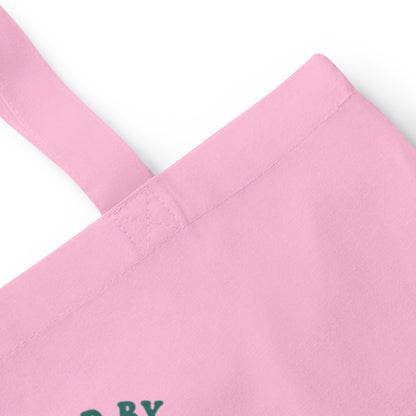 Powered By Coffee And Chaos retro groovy teacher cotton tote bag — Classic Pink, detail