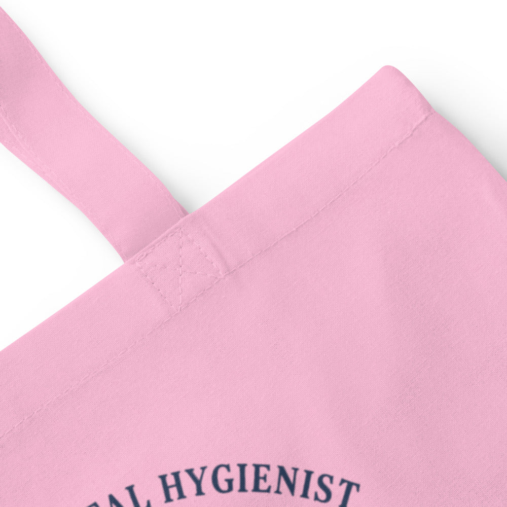 Licensed to Scale registered dental hygienist cotton tote bag — Classic Pink, detail