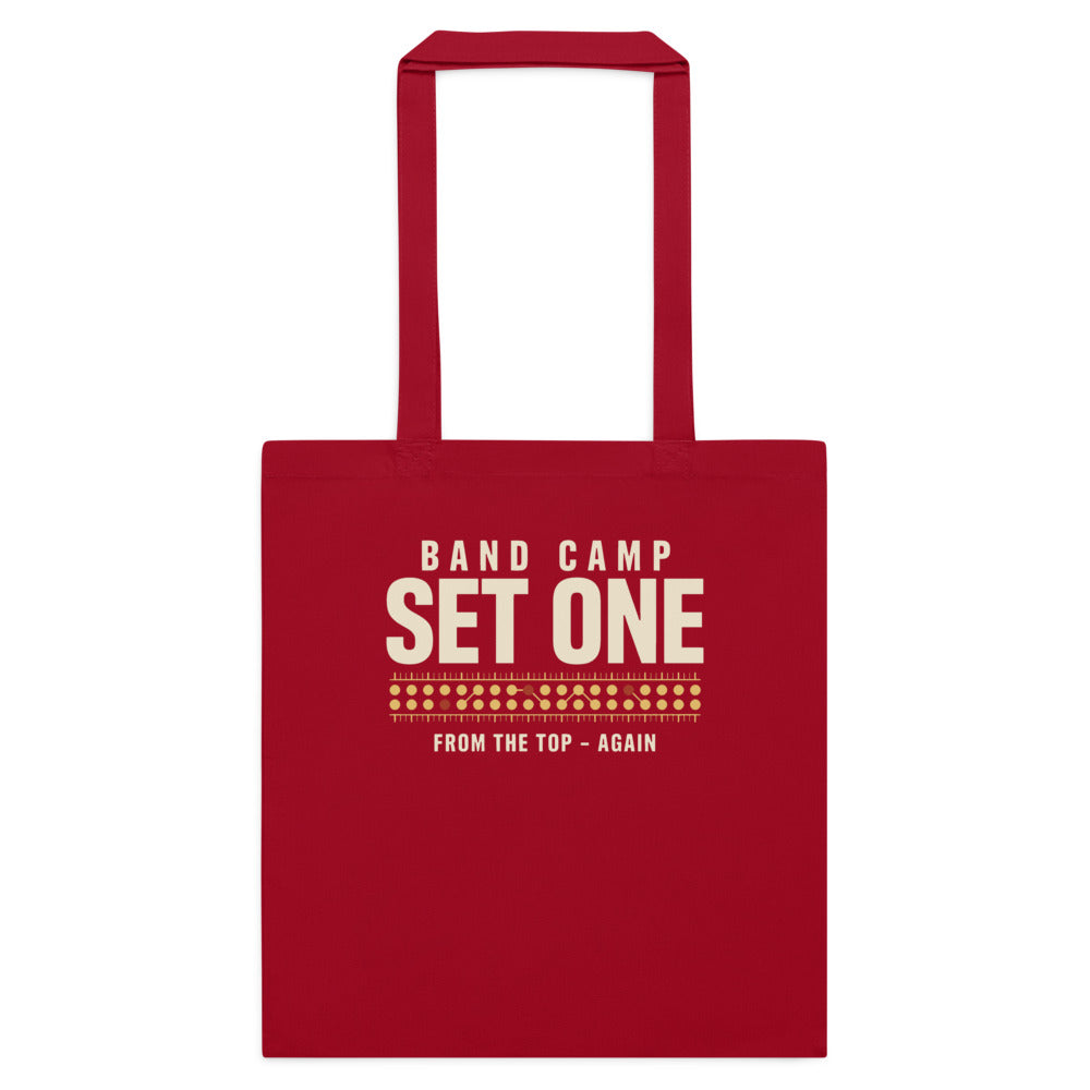 Set One marching band drill chart cotton tote bag — Classic Red, flat