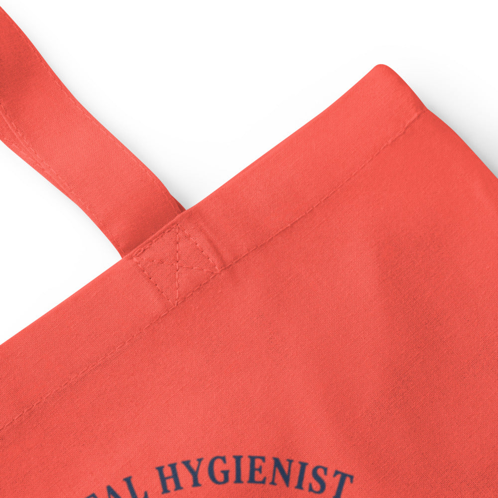 Licensed to Scale registered dental hygienist cotton tote bag — Coral, detail