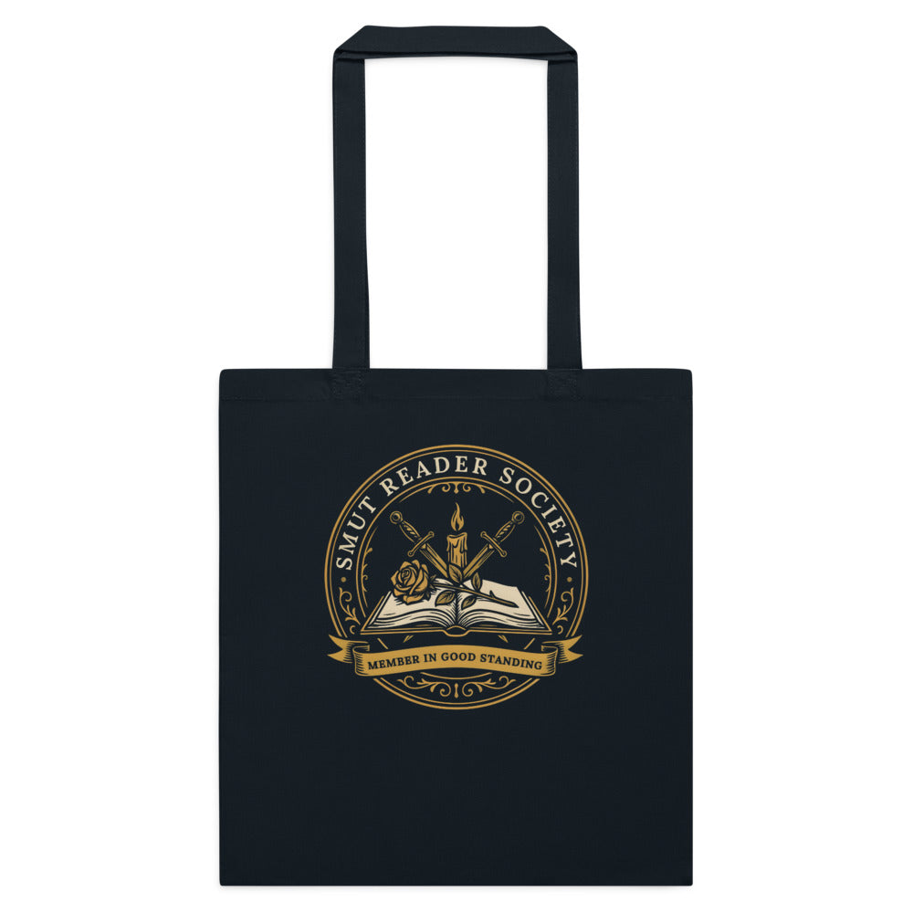Smut Reader Society romantasy book tote bag — French Navy, flat