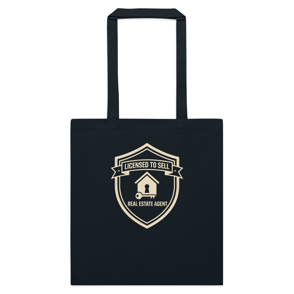 Licensed to Sell real estate agent cotton tote bag — French Navy, flat
