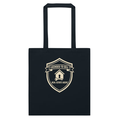 Licensed to Sell real estate agent cotton tote bag — French Navy, flat