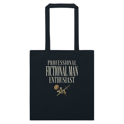 Professional Fictional Man Enthusiast book lover dark academia cotton tote bag — French Navy, flat