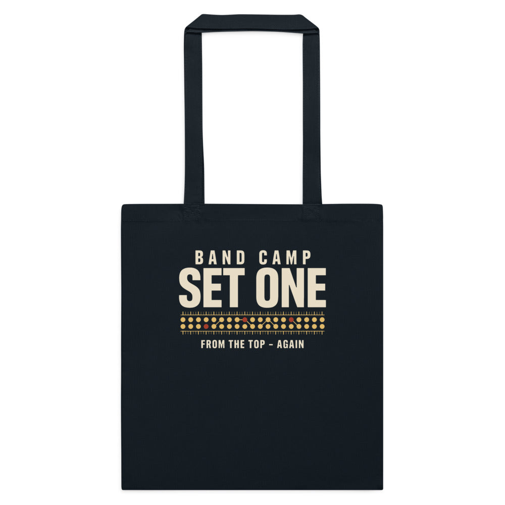 Set One marching band drill chart cotton tote bag — French Navy, flat
