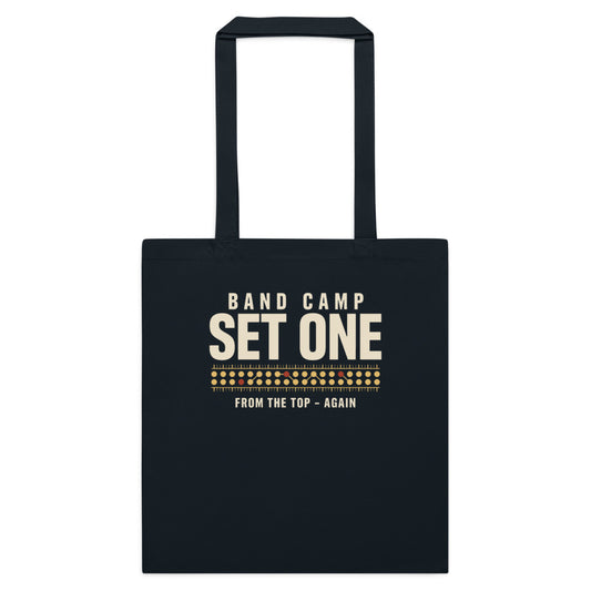 Set One marching band drill chart cotton tote bag — French Navy, flat