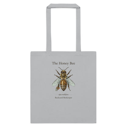 The Honey Bee Apis mellifera anatomical cotton tote bag — Light Grey, flat