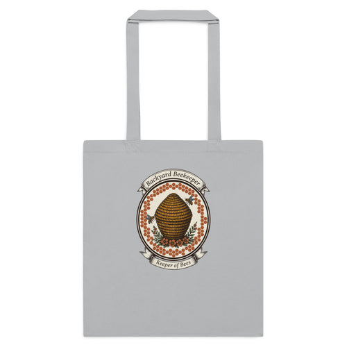 Backyard Beekeeper Tote, Keeper of Bees Gift Tote, Vintage Apiary Crest — Beekeeping Emblem Tote