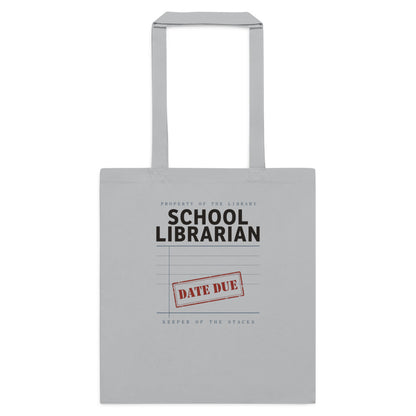 Property of the School Library card catalog school librarian cotton tote bag — Light Grey, flat