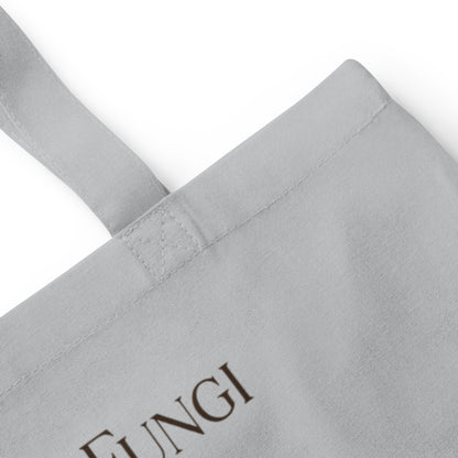 Forest Fungi vintage mushroom field guide tote bag — Light Grey, detail