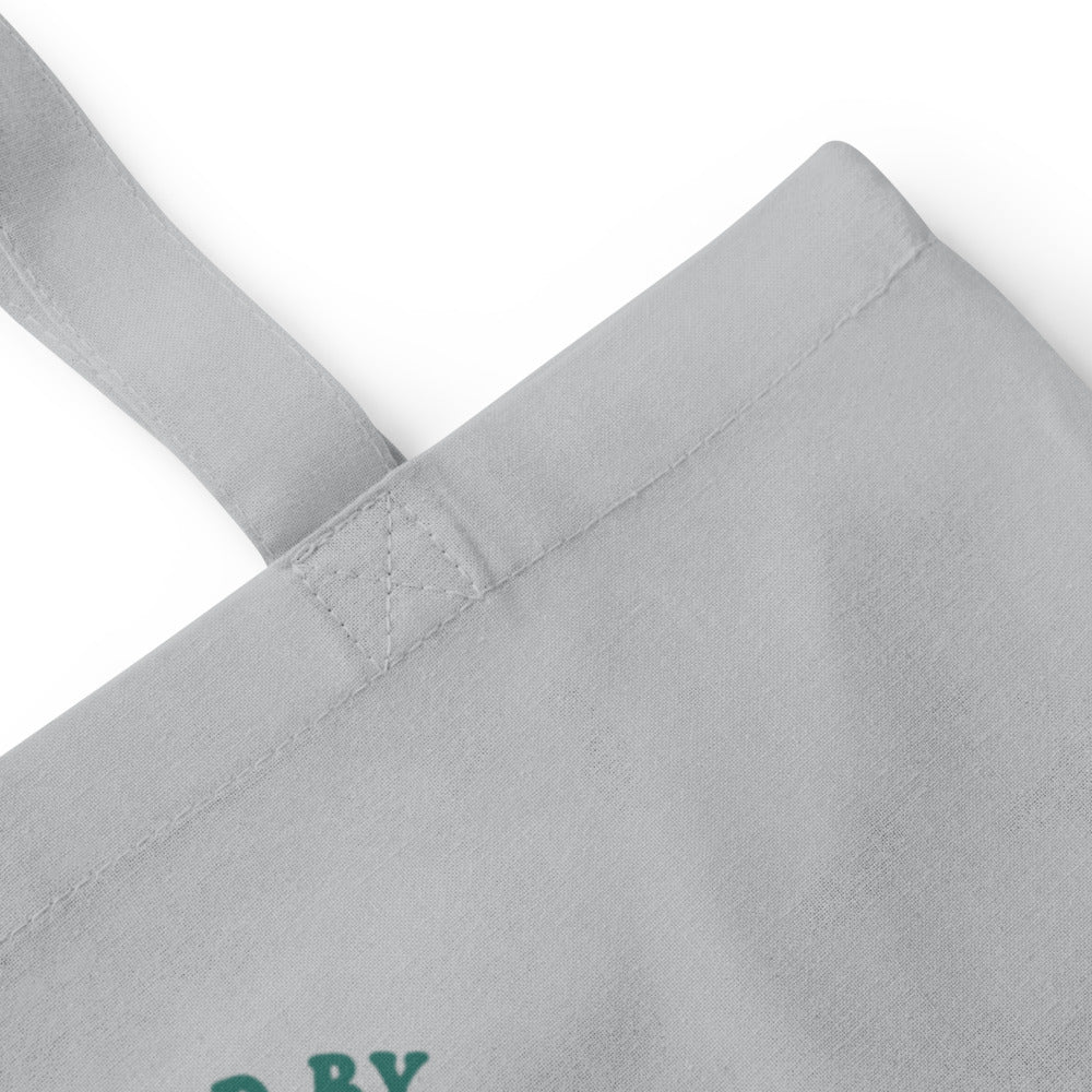 Powered By Coffee And Chaos retro groovy teacher cotton tote bag — Light Grey, detail