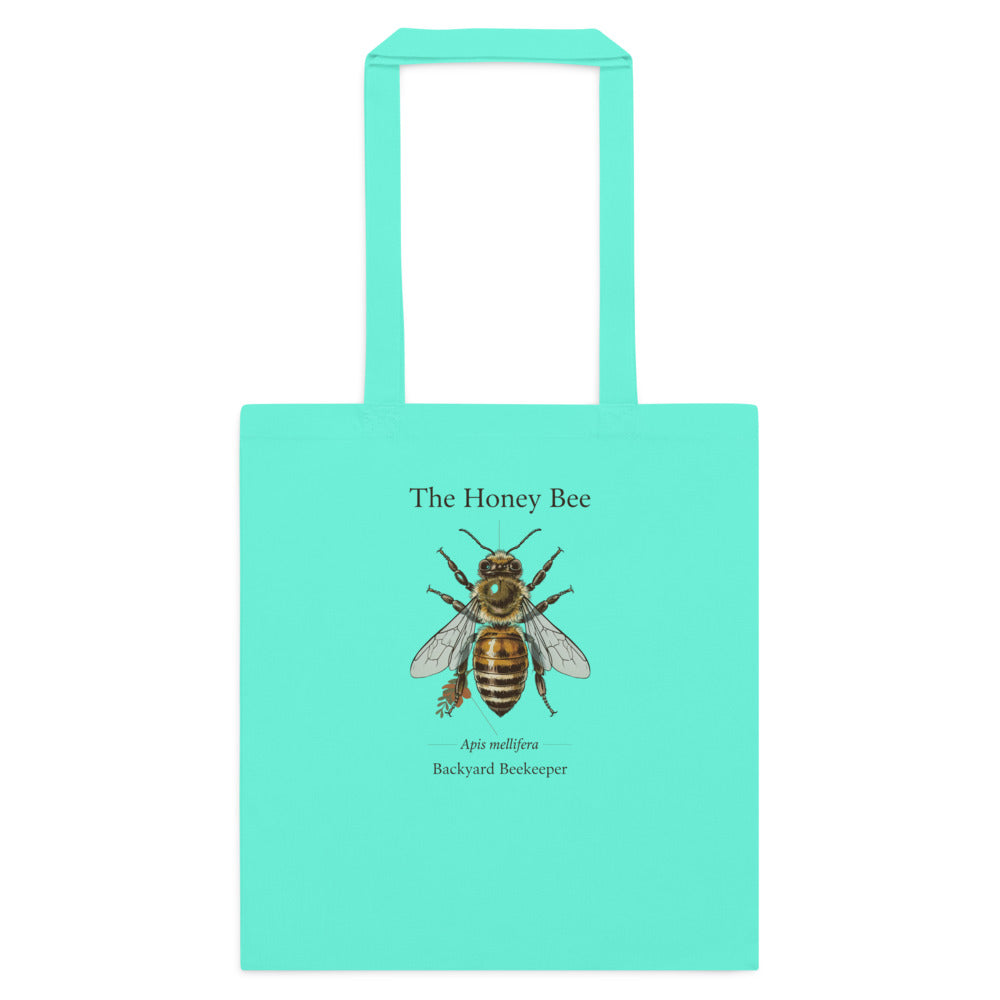 The Honey Bee Apis mellifera anatomical cotton tote bag — Mint, flat