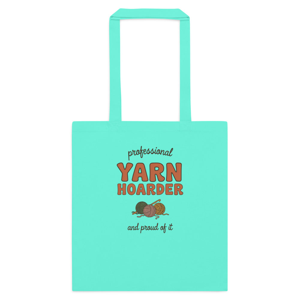 Professional Yarn Hoarder crochet cottagecore cotton tote bag — Mint, flat
