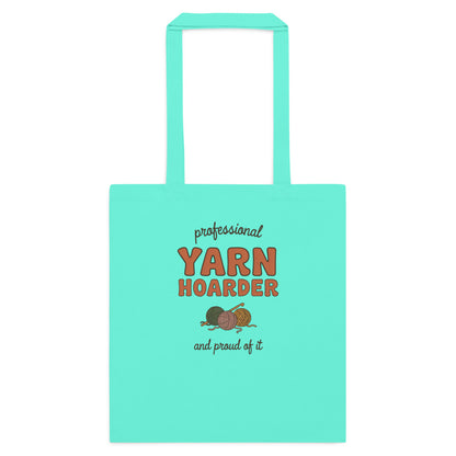 Professional Yarn Hoarder crochet cottagecore cotton tote bag — Mint, flat