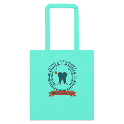 Licensed to Scale registered dental hygienist cotton tote bag — Mint, flat