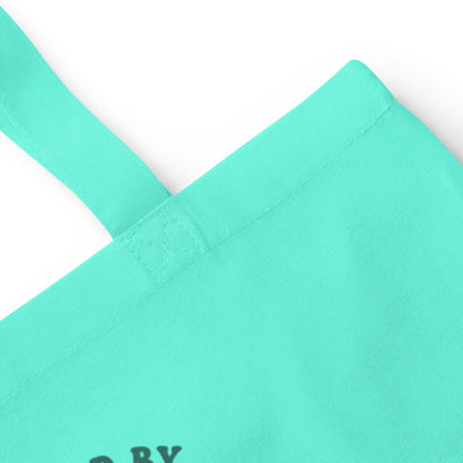 Powered By Coffee And Chaos retro groovy teacher cotton tote bag — Mint, detail