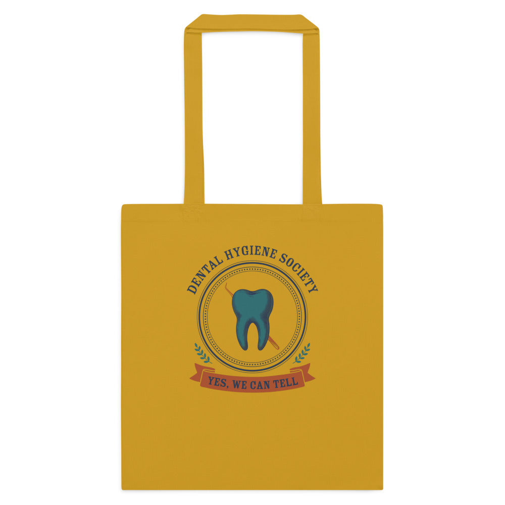 Dental Hygiene Society dental hygienist cotton tote bag — Mustard, flat