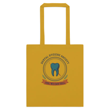 Dental Hygiene Society dental hygienist cotton tote bag — Mustard, flat