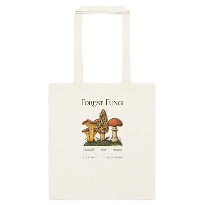 Forest Fungi vintage mushroom field guide tote bag — Natural, flat