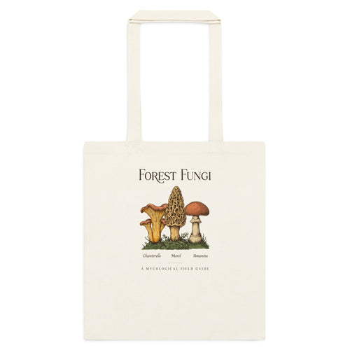 Mushroom Tote Bag, Cottagecore Forager Tote, Vintage Mycology Canvas Bag — Forest Fungi Field Guide
