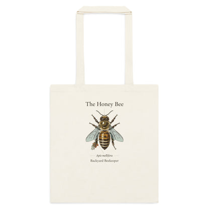 The Honey Bee Apis mellifera anatomical cotton tote bag — Natural, flat