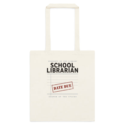Property of the School Library card catalog school librarian cotton tote bag — Natural, flat