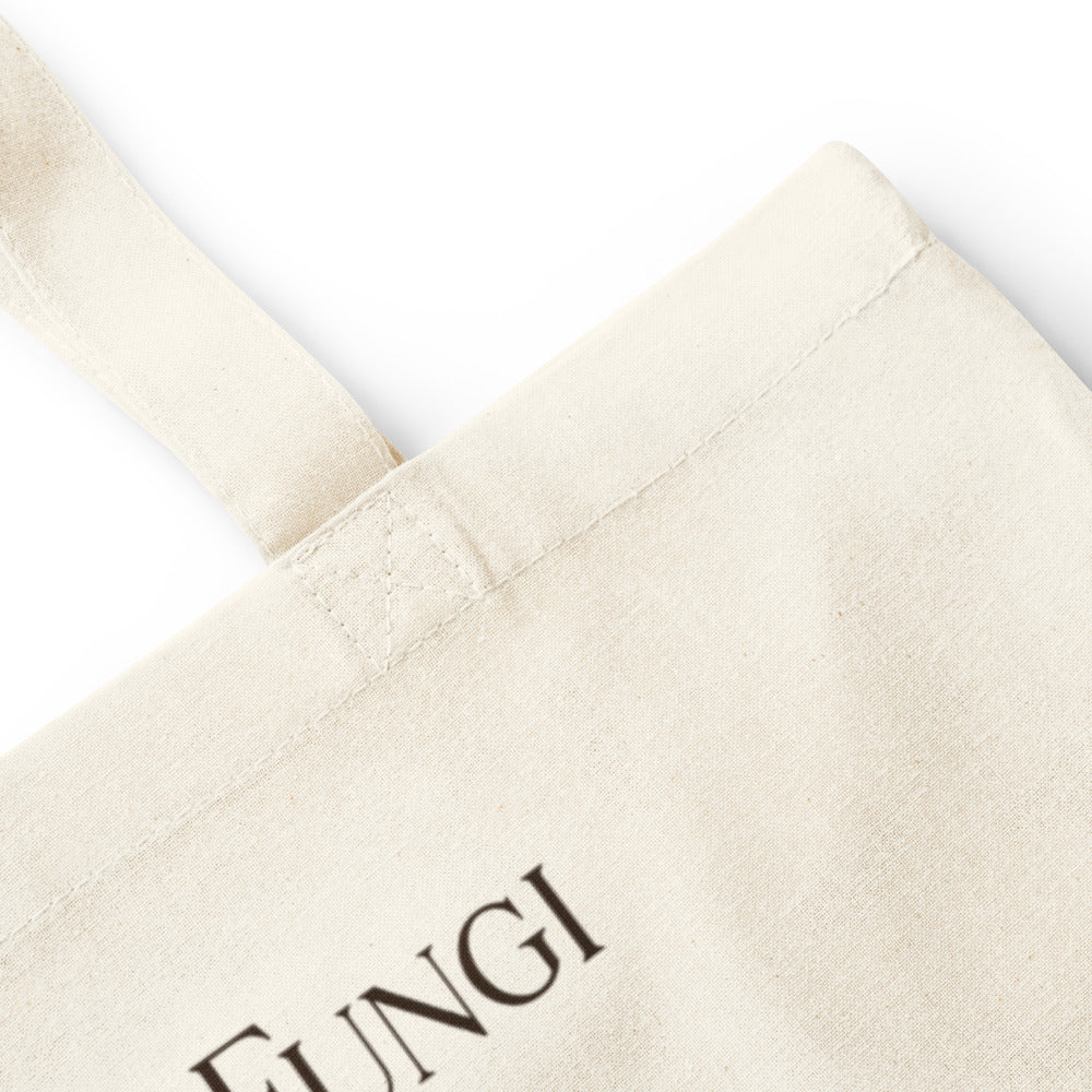 Forest Fungi vintage mushroom field guide tote bag — Natural, detail