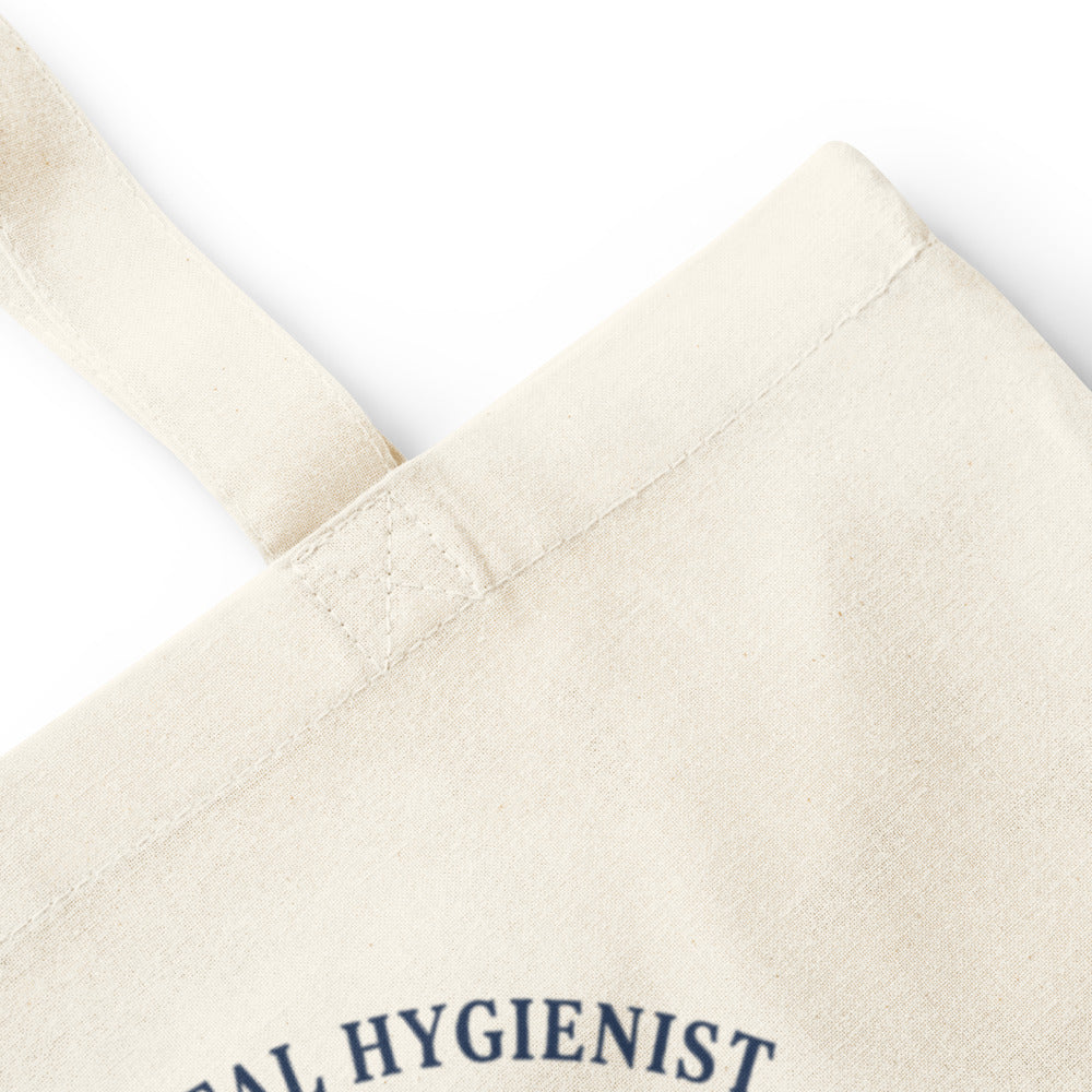 Licensed to Scale registered dental hygienist cotton tote bag — Natural, detail