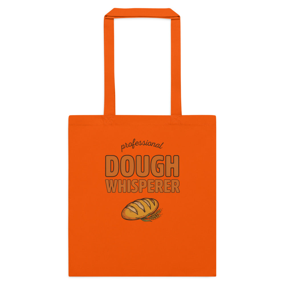 Professional Dough Whisperer funny baker cotton tote bag — Orange, flat