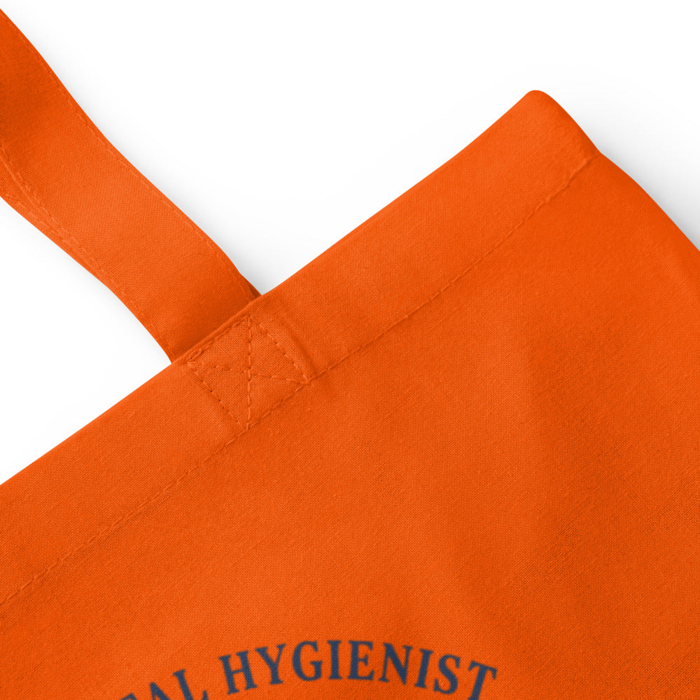 Licensed to Scale registered dental hygienist cotton tote bag — Orange, detail
