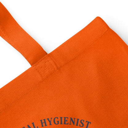 Licensed to Scale registered dental hygienist cotton tote bag — Orange, detail