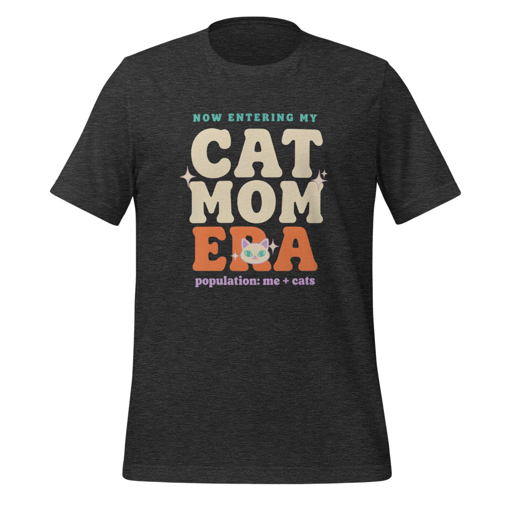 Cat Mom Era retro Y2K tee — Dark Grey Heather, front