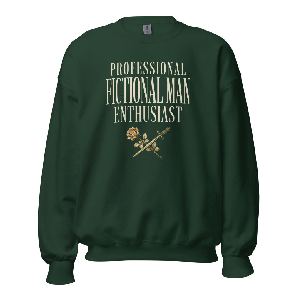 Professional Fictional Man Enthusiast book lover dark academia crewneck sweatshirt — Forest Green, front
