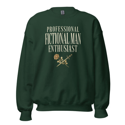 Professional Fictional Man Enthusiast book lover dark academia crewneck sweatshirt — Forest Green, front