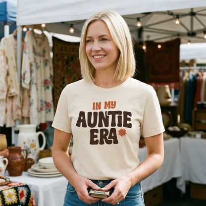 In My Auntie Era retro groovy aunt tee — lifestyle