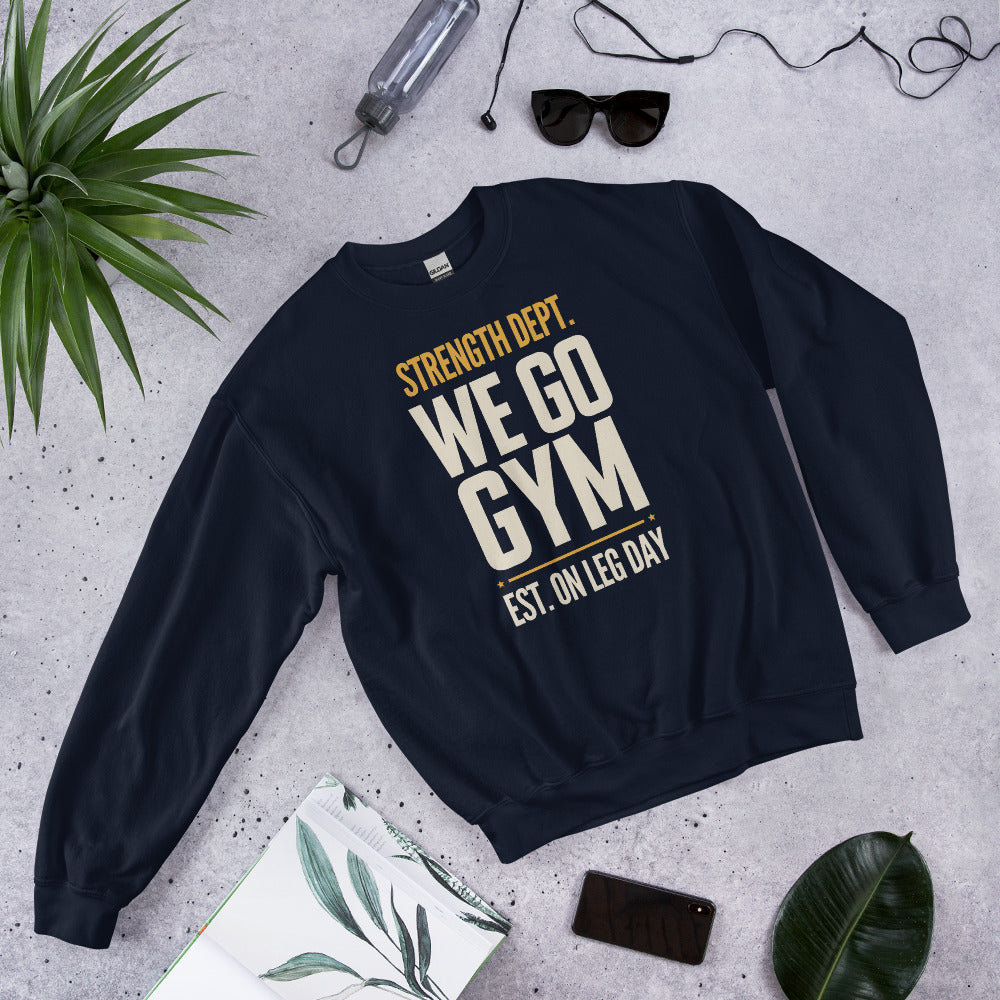 We Go Gym vintage athletic crewneck — Navy, front right