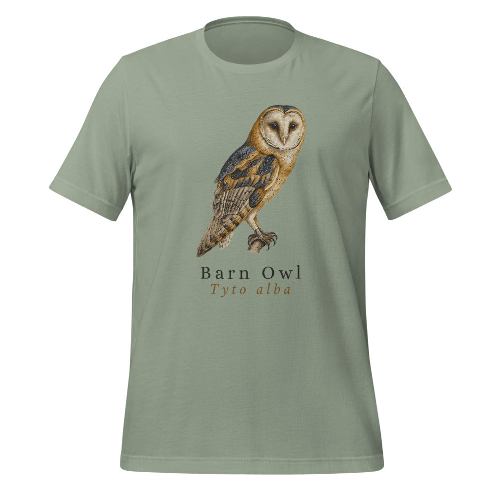 Barn Owl vintage field-guide tee — Sage, front