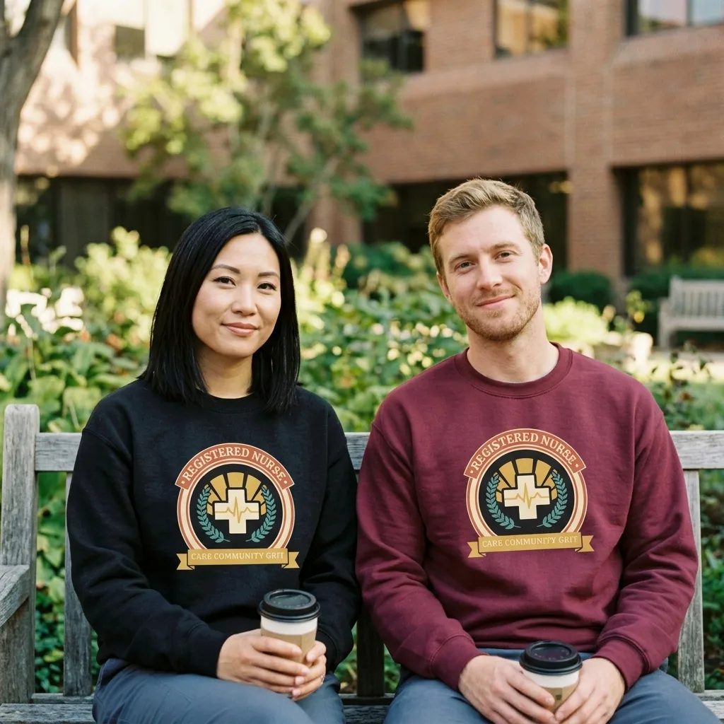 Registered Nurse vintage healthcare emblem badge crewneck sweatshirt — lifestyle